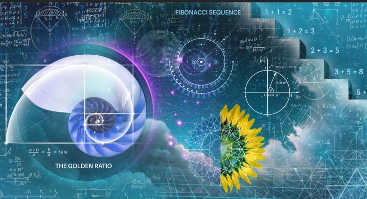 mathematical concepts including the golden ratio and the fibonacci sequence